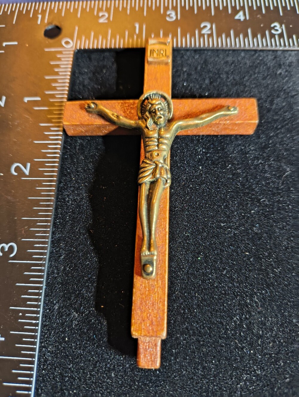 Pair Vintage Wooden Wall Crucifixes Catholic Christian INRI Crosses Mid-Century - Picture 13 of 13